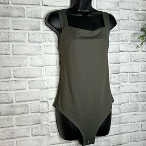 REORIA Dark Green Stretch Bodysuit One Piece Wide Strap Size XL